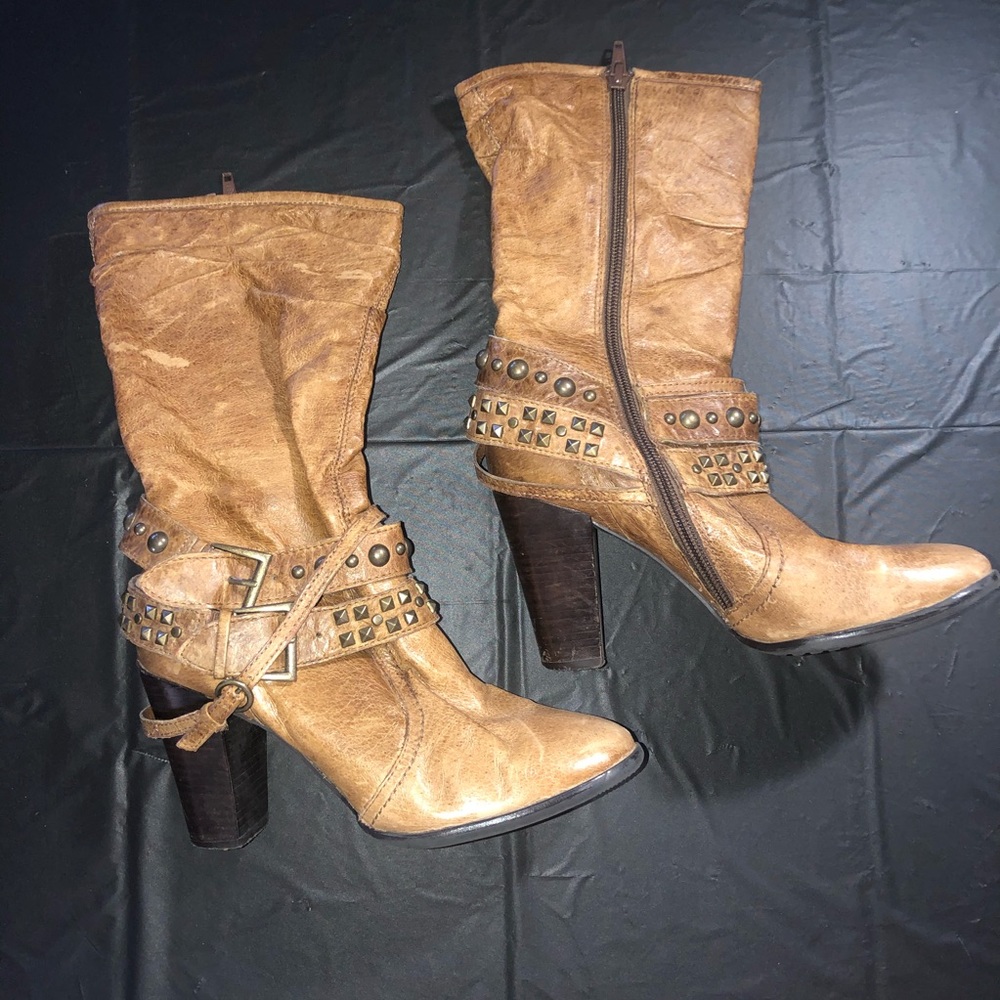 Studded tan boots
